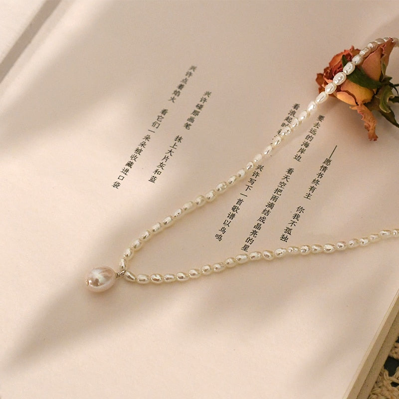 ASHIQI 2-3mm Mini Natural Freshwater Pearl Necklace 925 Sterling Silver Fashion Jewelry for Women