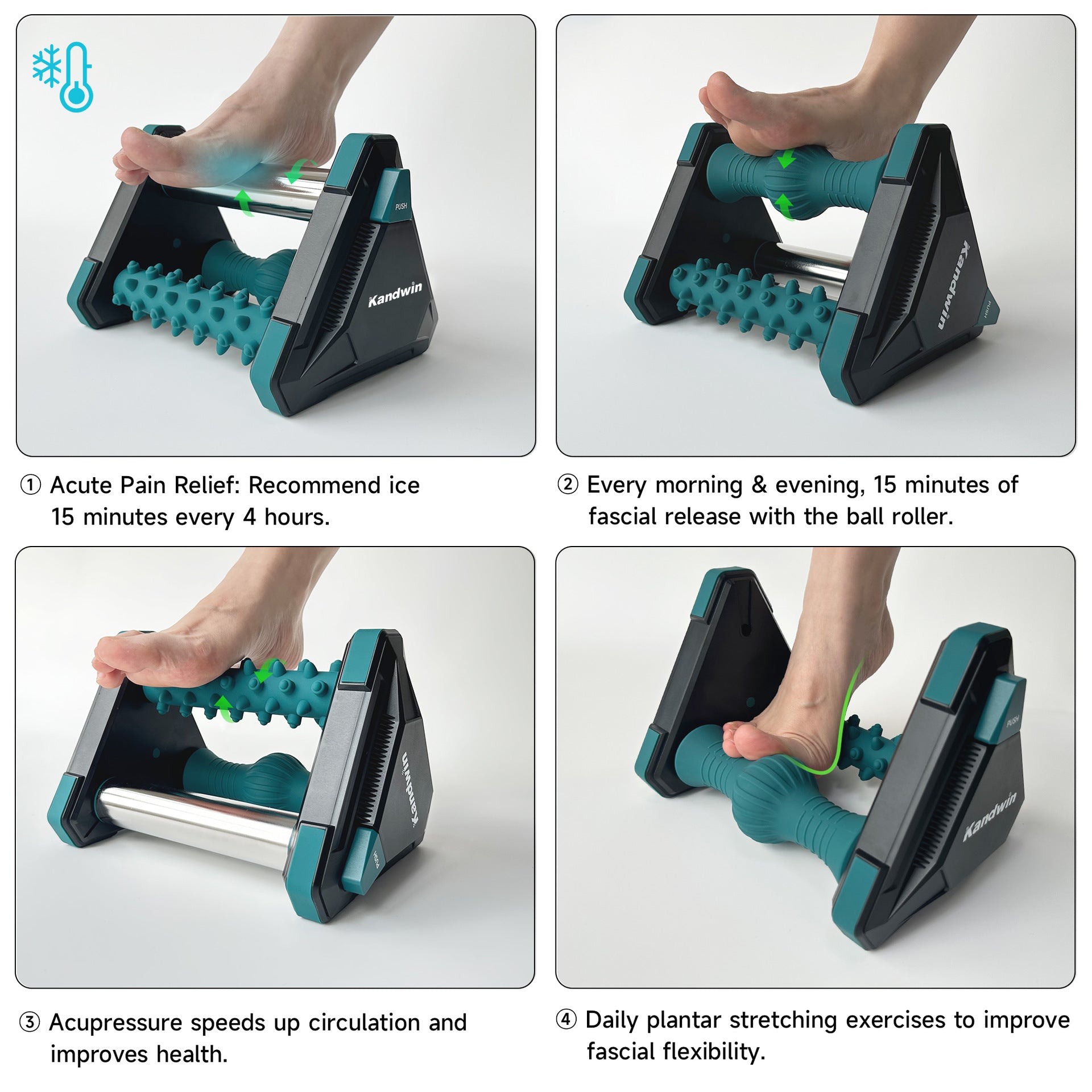 Foot massager with ice compress to relieve plantar fascia and foot pain Three in one massage for foot and heel pain