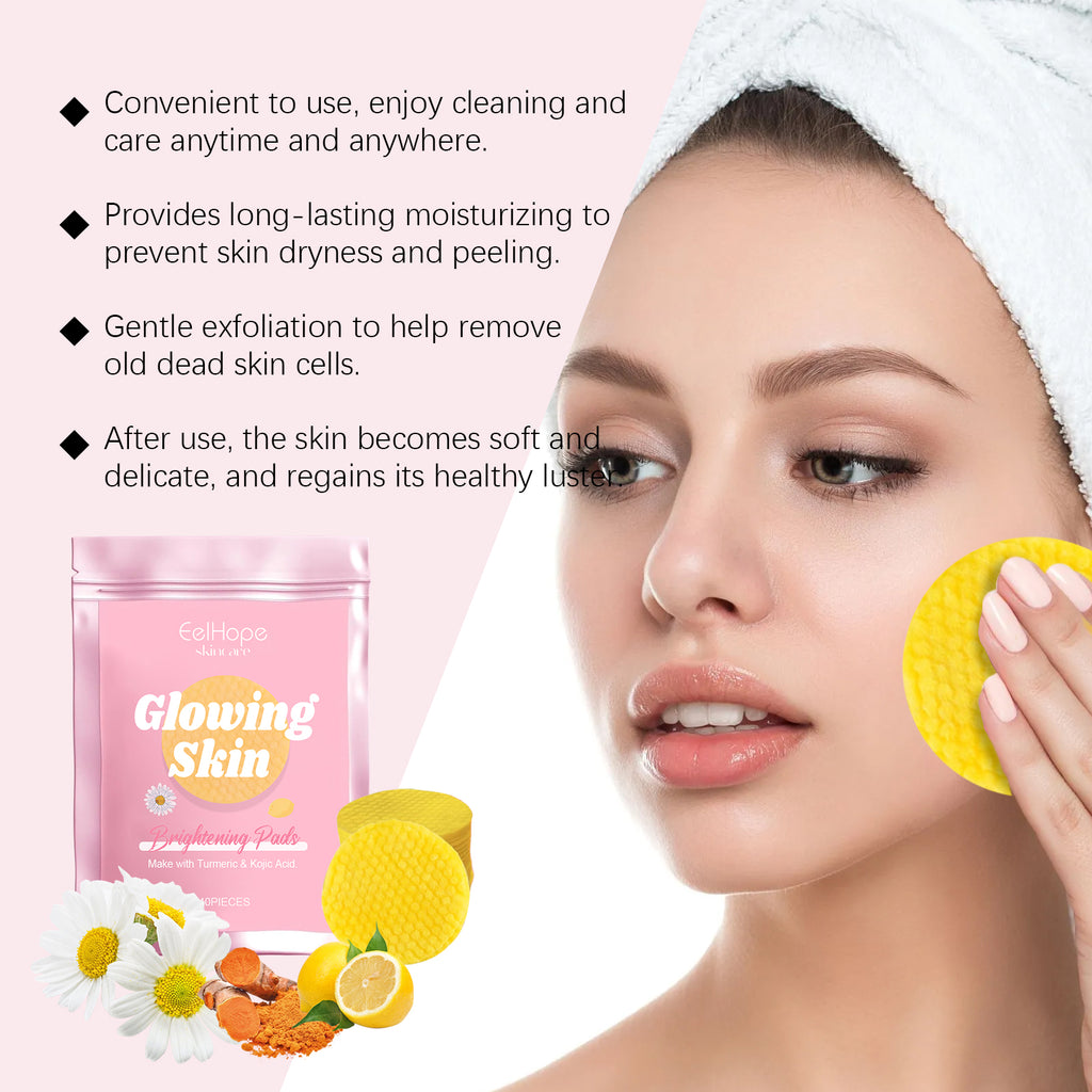 Eelhope Turmeric Acid Cleansing Pad Gently Cleanses Facial Skin Pores, Moisturizes And Refreshes Skin Care