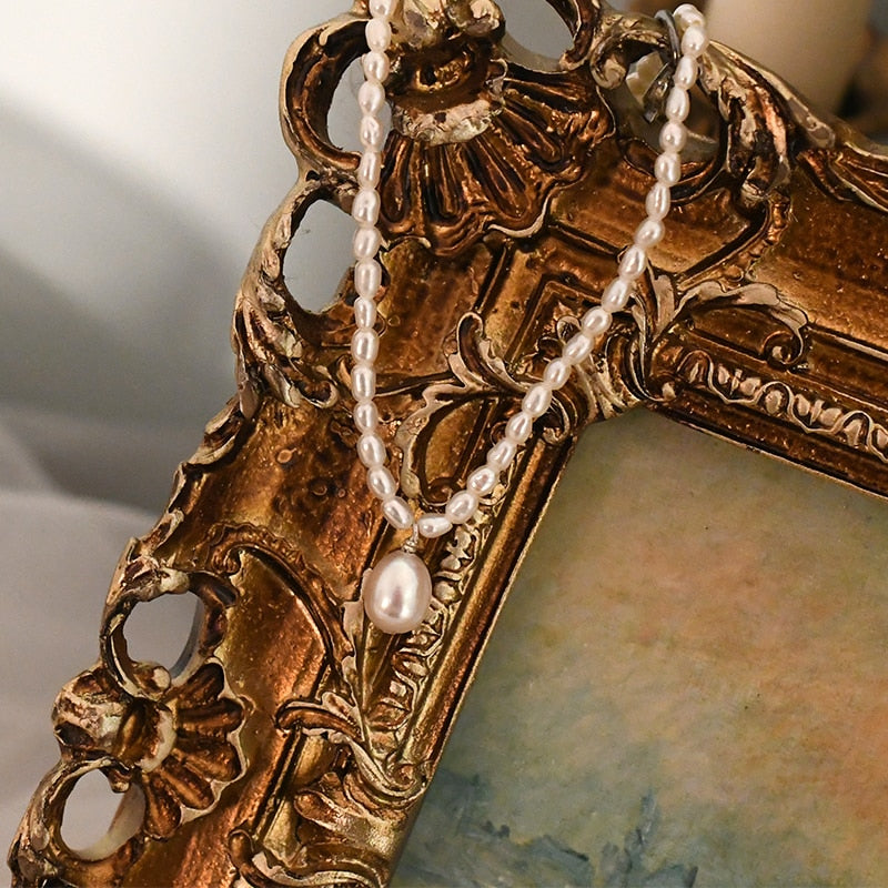 ASHIQI 2-3mm Mini Natural Freshwater Pearl Necklace 925 Sterling Silver Fashion Jewelry for Women