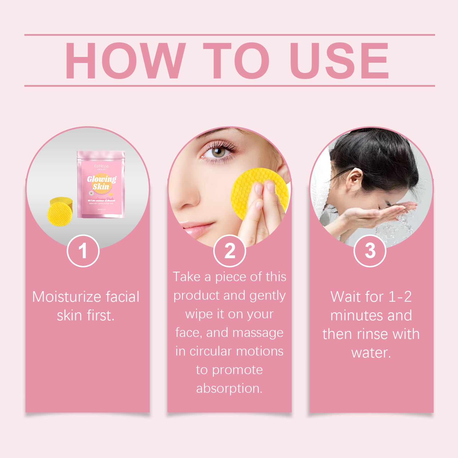 Eelhope Turmeric Acid Cleansing Pad Gently Cleanses Facial Skin Pores, Moisturizes And Refreshes Skin Care