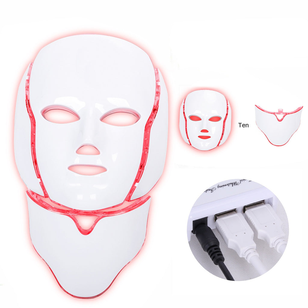 Home LED Colorful Photon Rejuvenation Device with Neck Beauty Mask Spectrometer Facial Whitening and Rejuvenation Beauty