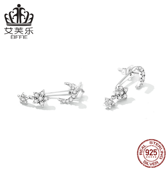 Avelle Europe And The United States Hot Selling Sterling Silver S925 Exquisite Moon Earrings Star And Moon Shining Zircon Fashion Earrings