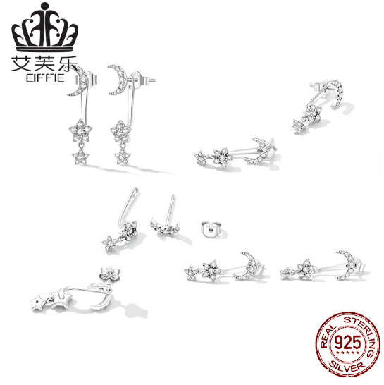 Avelle Europe And The United States Hot Selling Sterling Silver S925 Exquisite Moon Earrings Star And Moon Shining Zircon Fashion Earrings